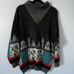 Jonathan Miller London Vintage Cityscape Sweater – oversized Medium Cabincore